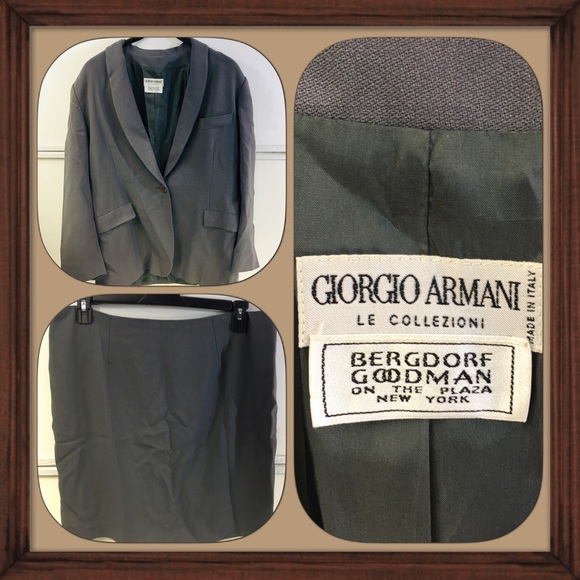 Giorgio Armani Dresses & Skirts - Giorgio Armani Gray Wool Skirt Suit Size 14 EUC